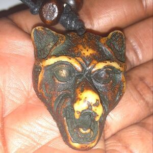 Hand CRAFTED UNISEX wolf charm necklace